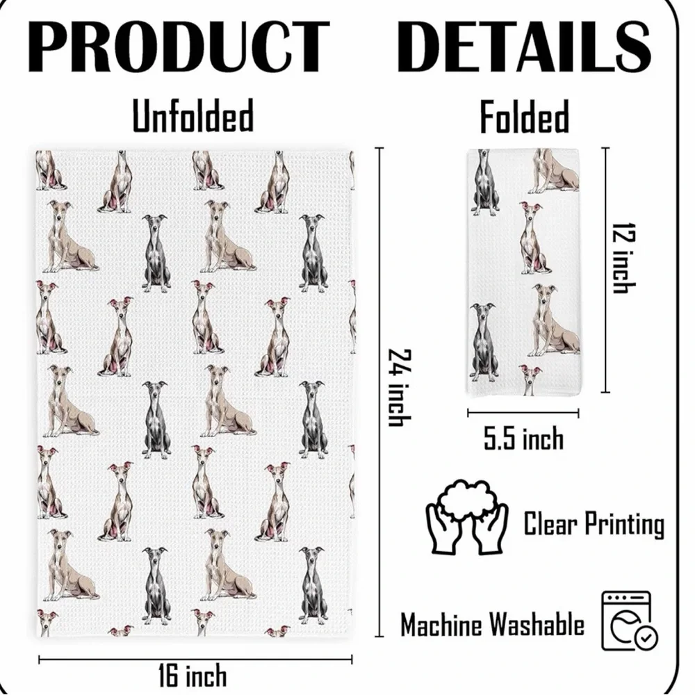 NWT/SET of TWO/DOG LOVERS/Greyhound Kitchen/Tea Towels/W-16 X L-24 Inches
